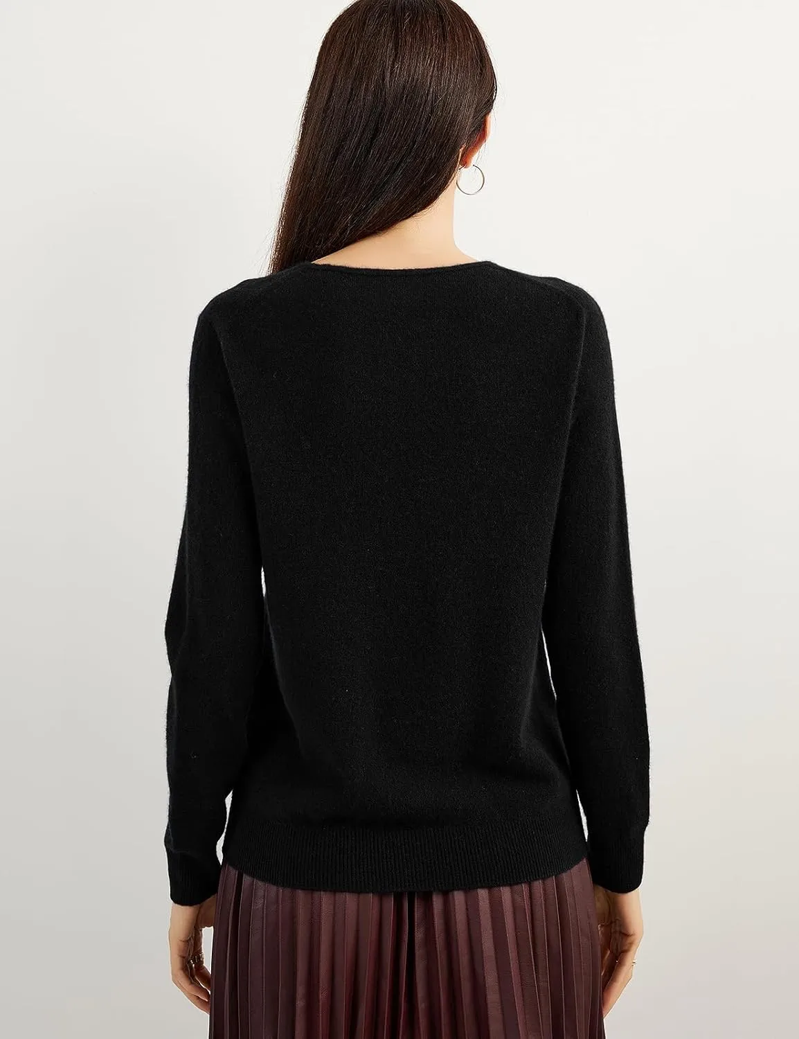 100% Pure Cashmere Women's Sweater V-Neck Long Sleeve 2025 Fall Winter Warm Soft Knit Pullover
