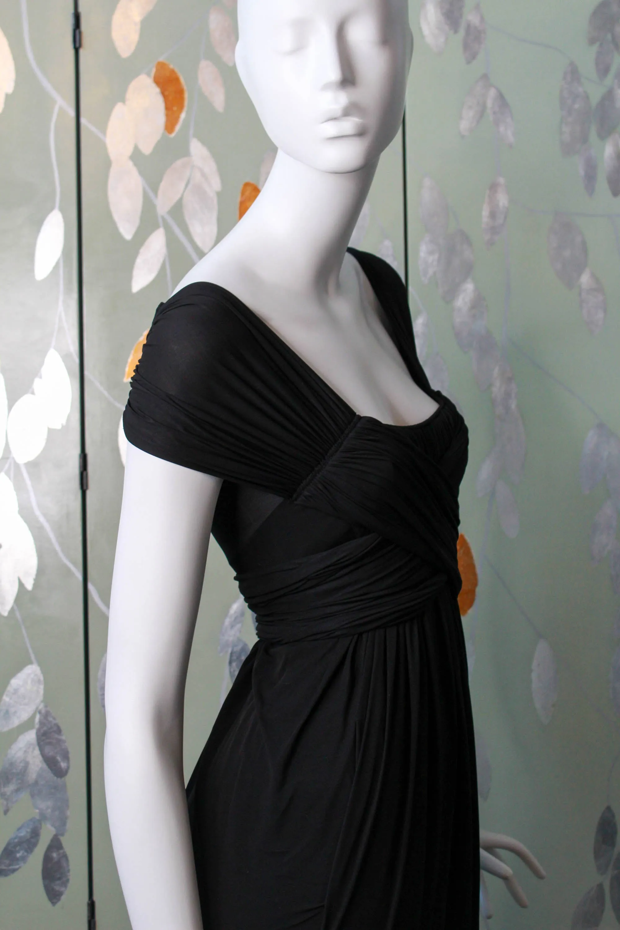 2000s Donna Karan DKNY Black Draped Dress, XS/Small