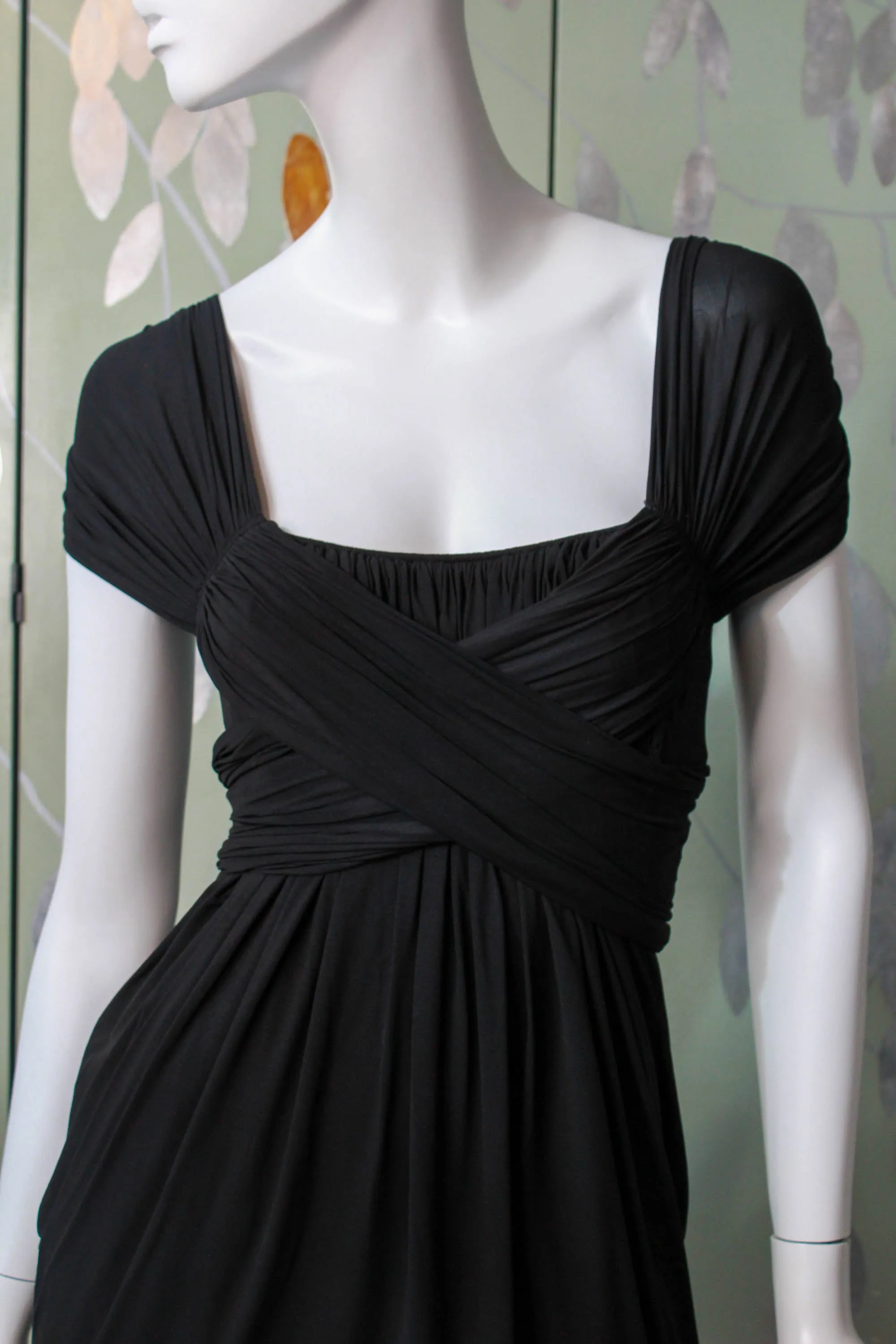 2000s Donna Karan DKNY Black Draped Dress, XS/Small