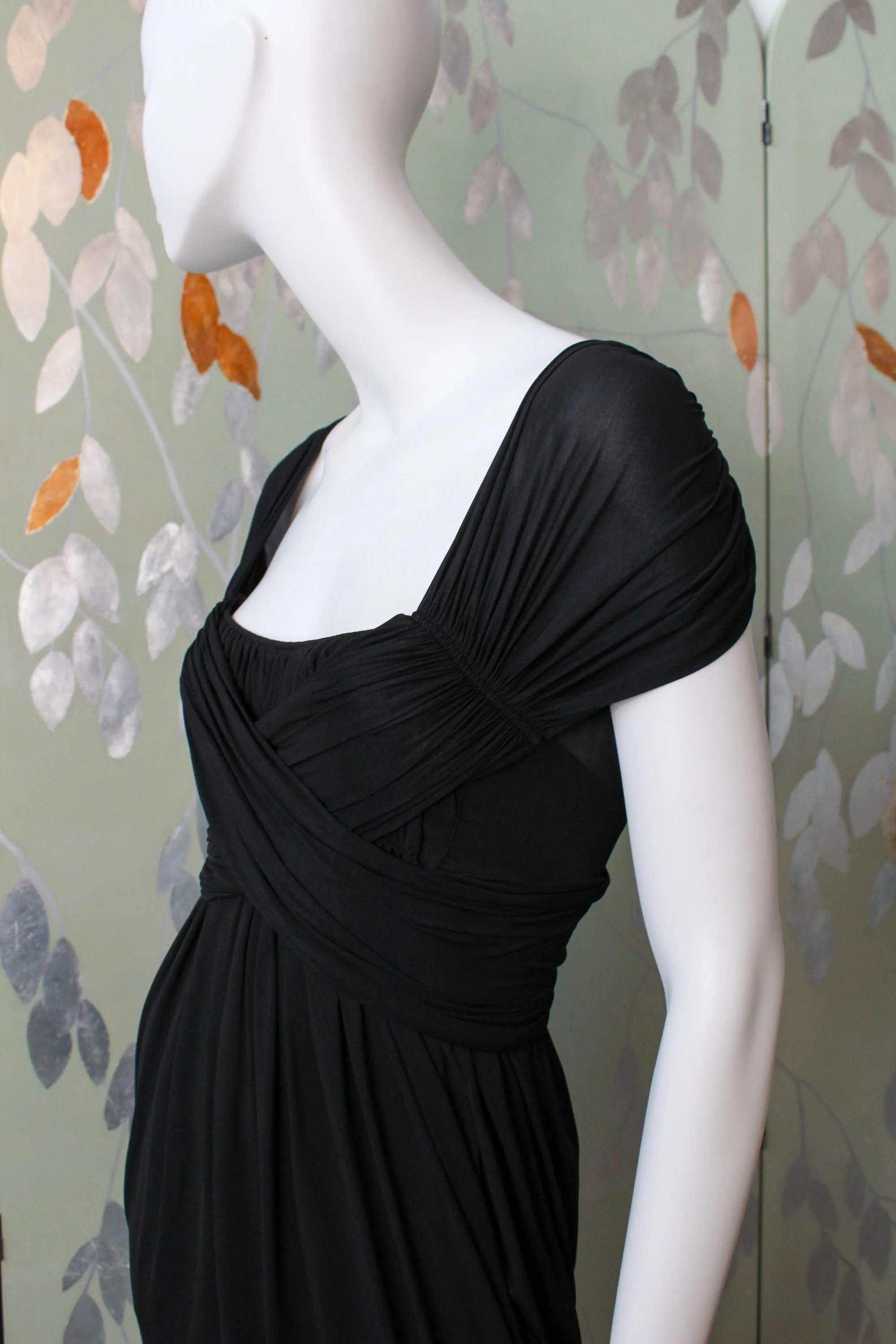 2000s Donna Karan DKNY Black Draped Dress, XS/Small