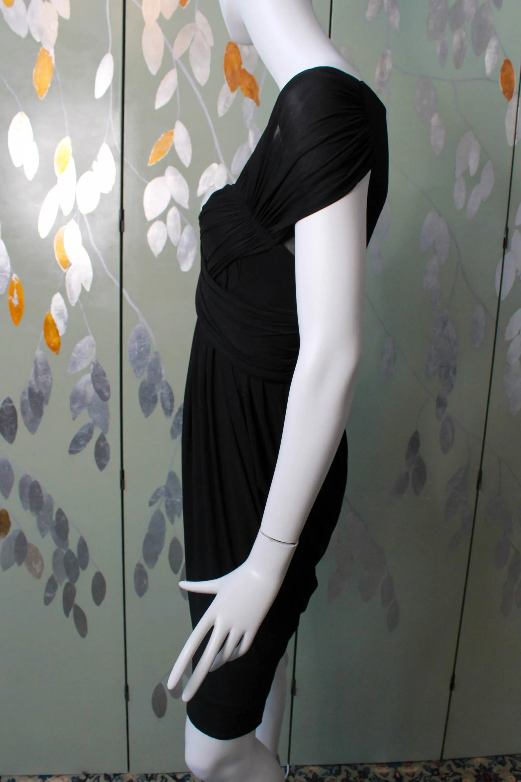 2000s Donna Karan DKNY Black Draped Dress, XS/Small
