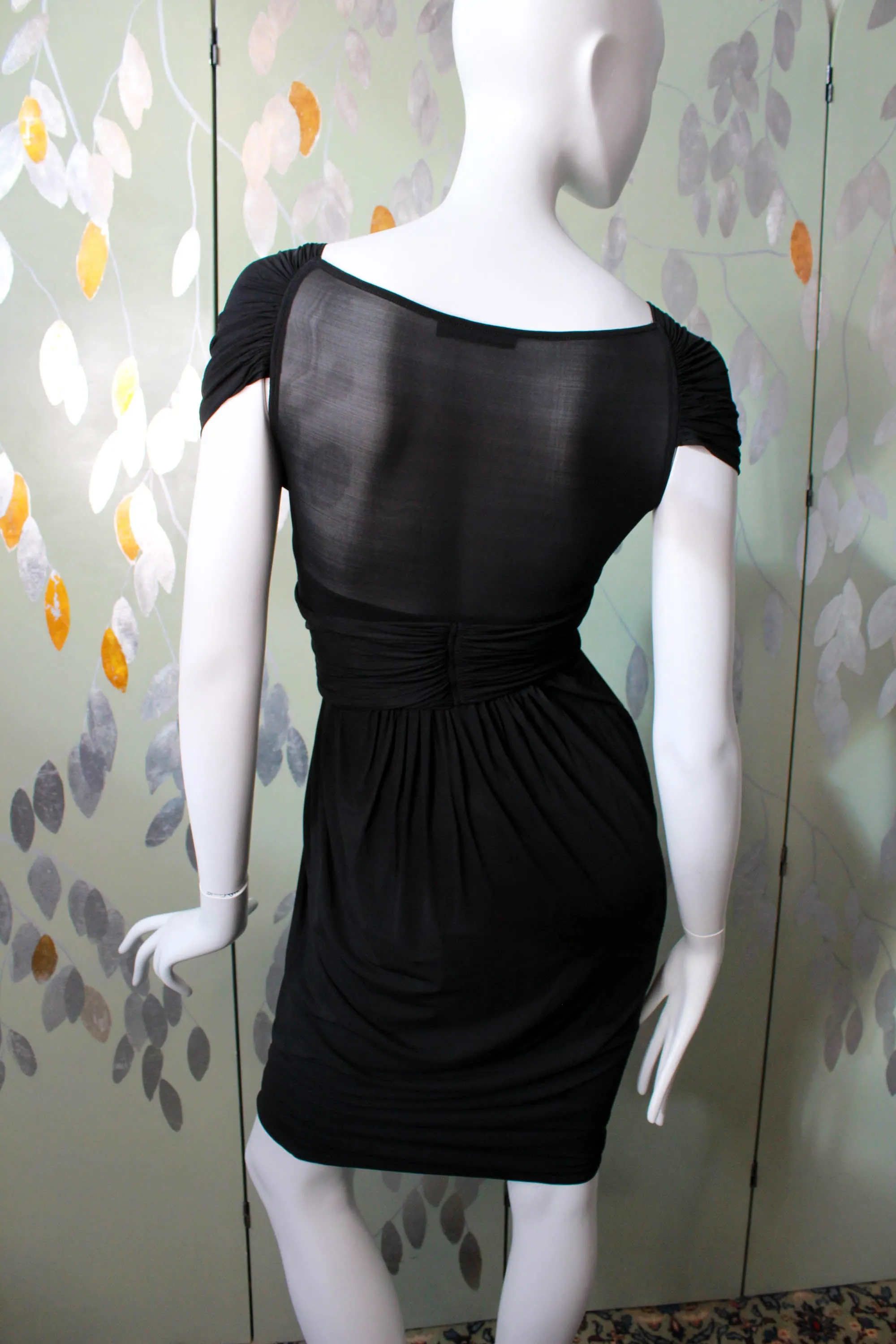 2000s Donna Karan DKNY Black Draped Dress, XS/Small