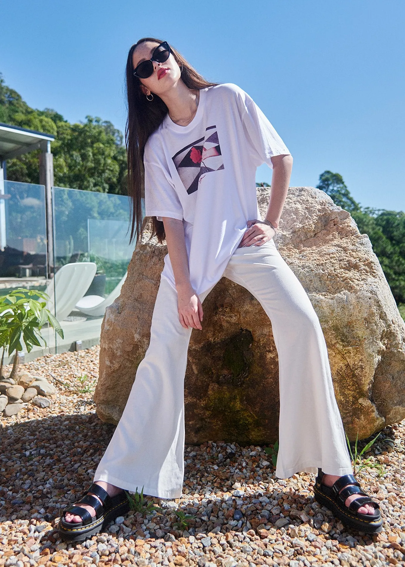 Afends Womens Birkin - Hemp Flares - White
