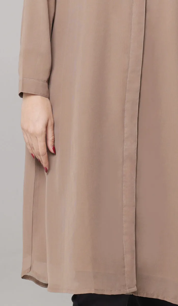 Asra Long Flowy Buttondown Shirt Jacket - Mocha - PREORDER (ships in 2 weeks)