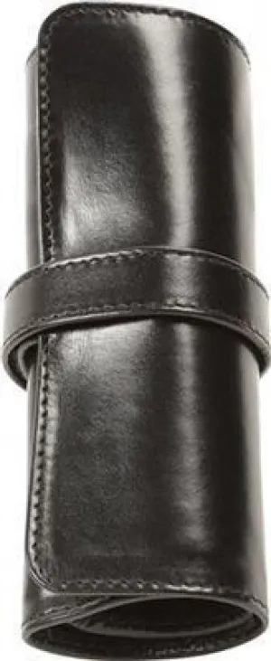 Aston Leather 5 Pen Rollup Black