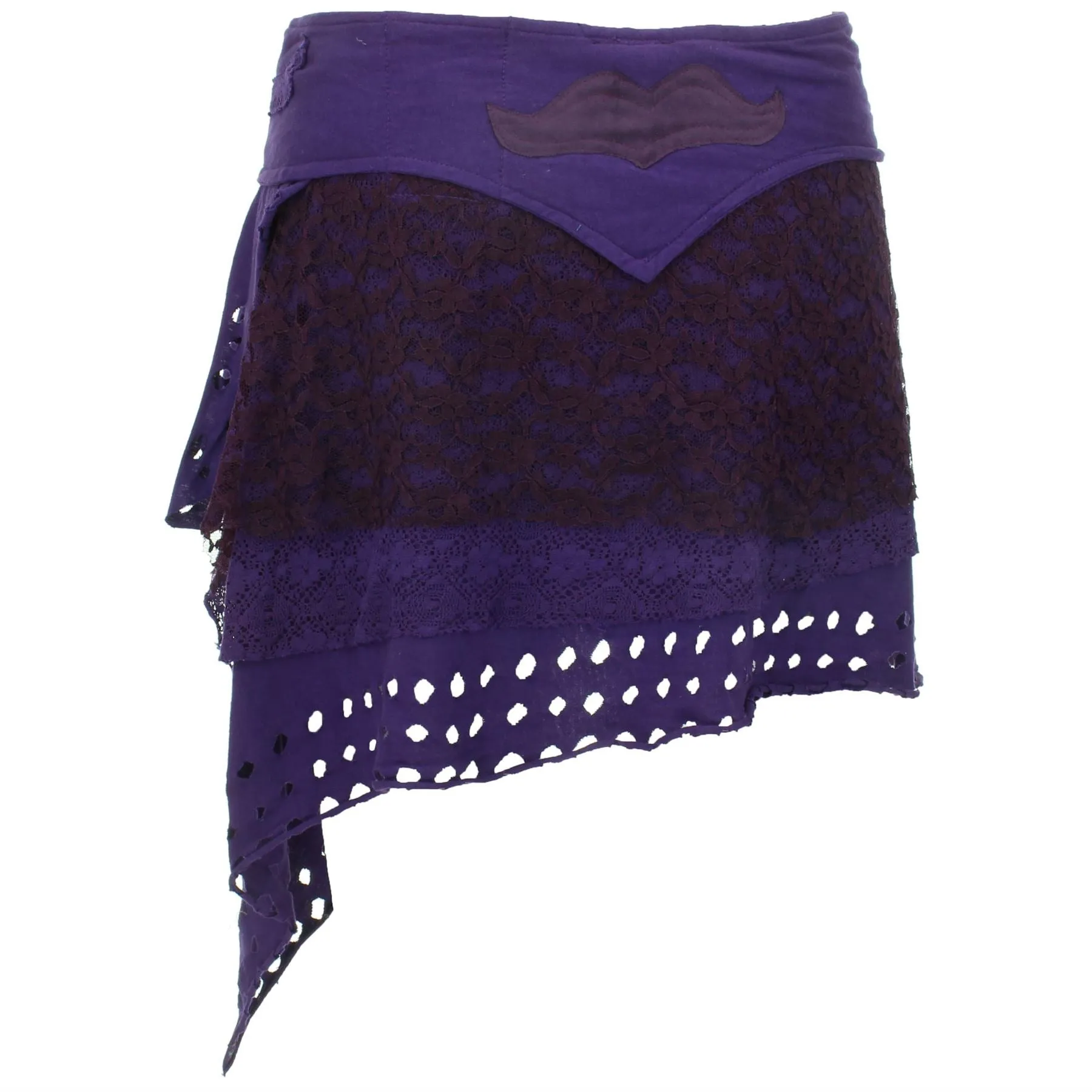 Asymmetric Short Popper Skirt - Purple