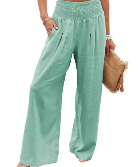 Autumn Winter New Quick Sell Cotton Hemp High Waist Pull Elastic Popular Women's Casual Pants
