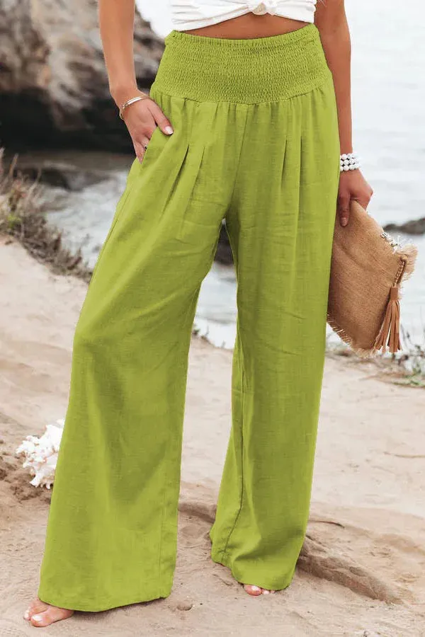 Autumn Winter New Quick Sell Cotton Hemp High Waist Pull Elastic Popular Women's Casual Pants