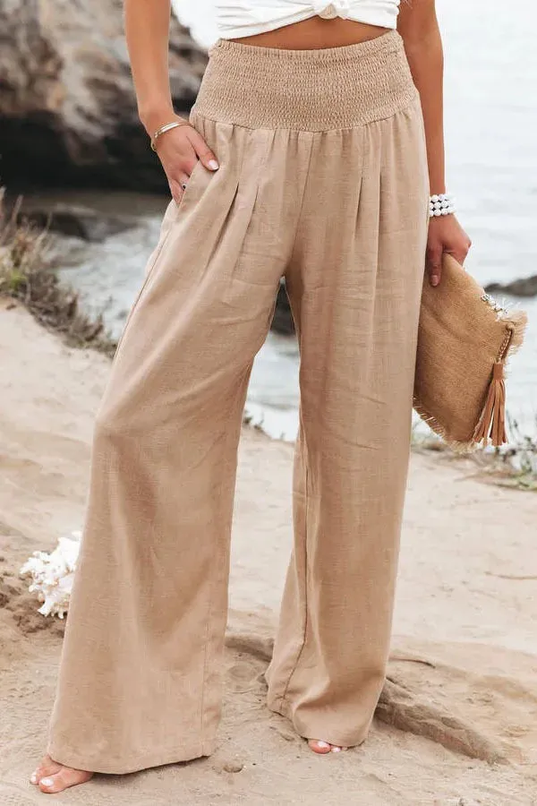 Autumn Winter New Quick Sell Cotton Hemp High Waist Pull Elastic Popular Women's Casual Pants