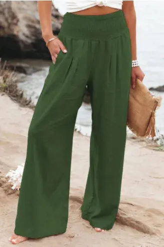Autumn Winter New Quick Sell Cotton Hemp High Waist Pull Elastic Popular Women's Casual Pants