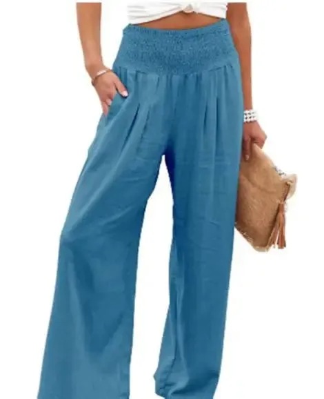 Autumn Winter New Quick Sell Cotton Hemp High Waist Pull Elastic Popular Women's Casual Pants