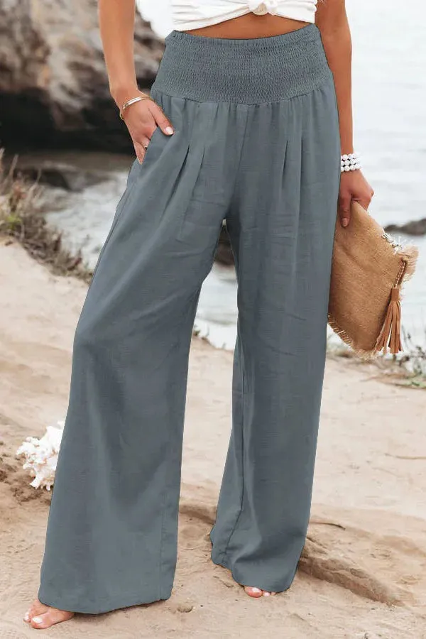 Autumn Winter New Quick Sell Cotton Hemp High Waist Pull Elastic Popular Women's Casual Pants