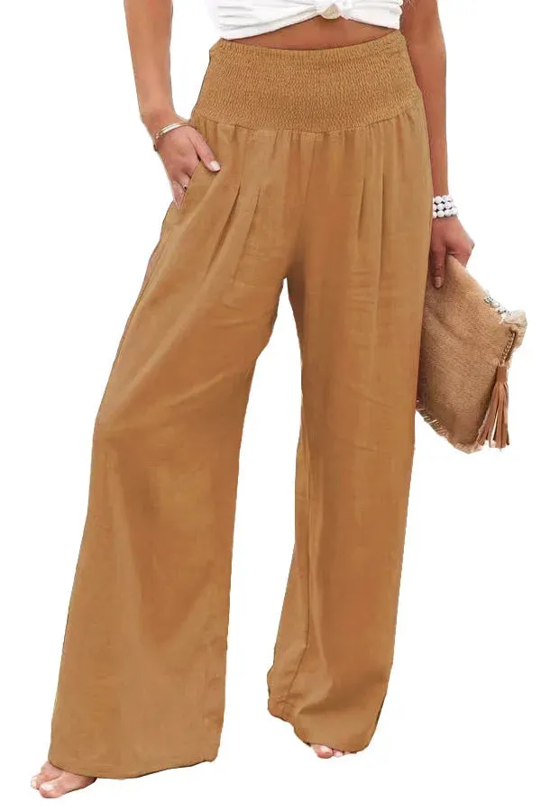 Autumn Winter New Quick Sell Cotton Hemp High Waist Pull Elastic Popular Women's Casual Pants