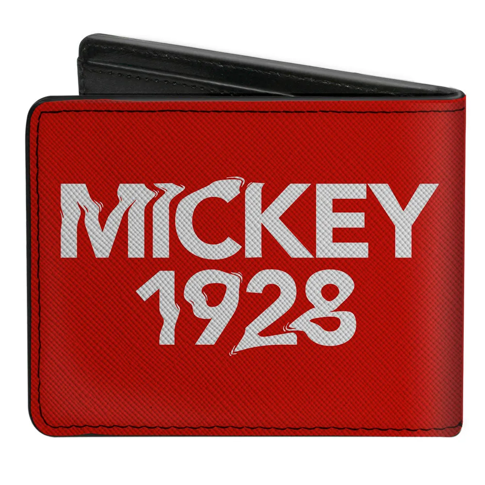 Bi-Fold Wallet - Mickey Mouse Walking Pose   MICKEY 1928 Logo Fade Red Black White