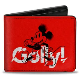 Bi-Fold Wallet - Mickey Mouse Walking Pose   MICKEY 1928 Logo Fade Red Black White