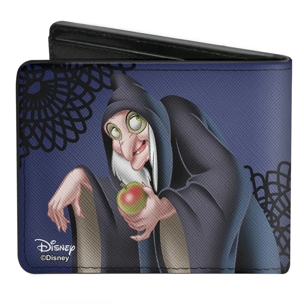 Bi-Fold Wallet - Snow White's Evil Queen   Old Witch Poses Purples Black