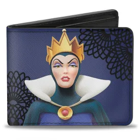 Bi-Fold Wallet - Snow White's Evil Queen   Old Witch Poses Purples Black