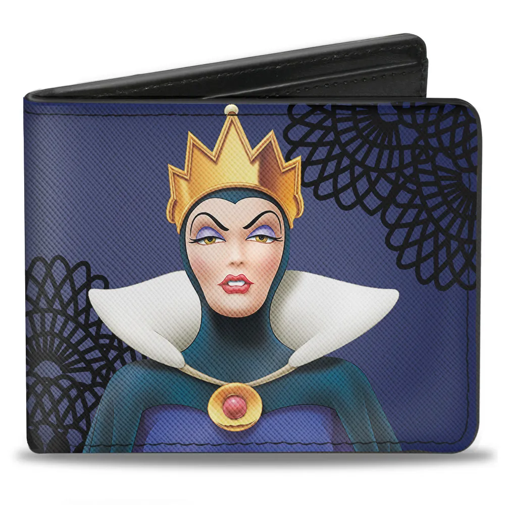 Bi-Fold Wallet - Snow White's Evil Queen   Old Witch Poses Purples Black