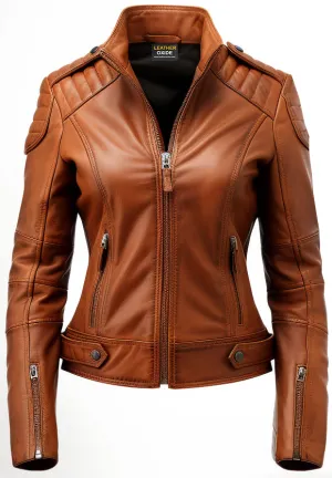 Brown Leather Jacket for Women - Designer Leather Jacket