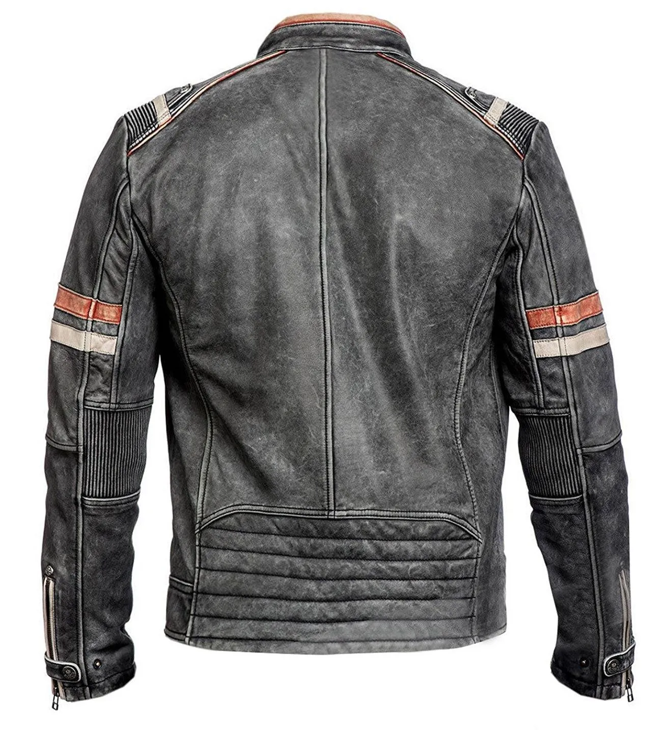 Cafe Racer Jacket Motorcycle Retro Moto Distressed Leather Jacket - Vintage