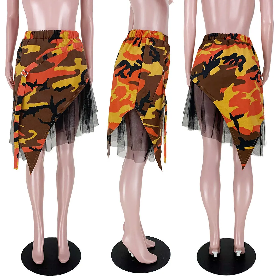 Camouflage mesh irregular skirt（AY2329）1