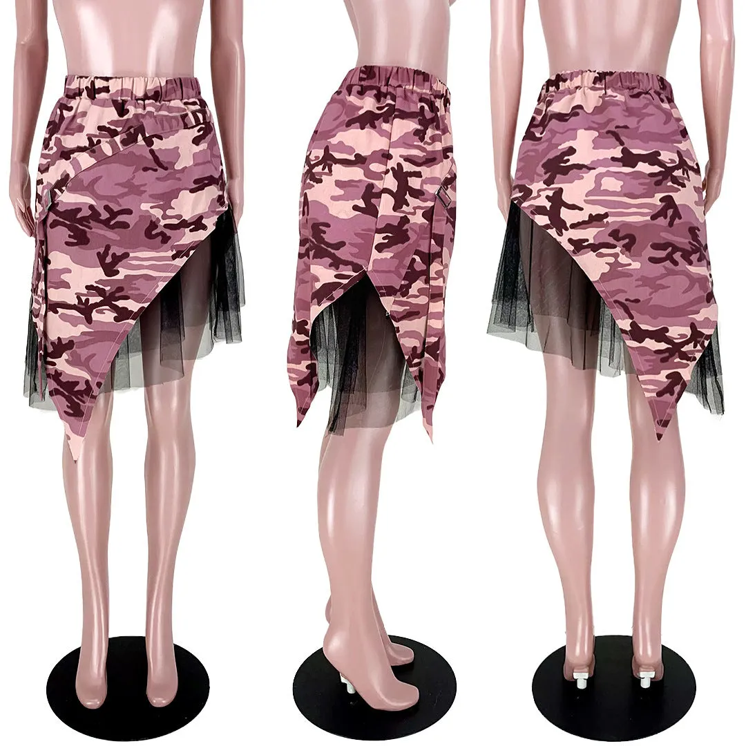 Camouflage mesh irregular skirt（AY2329）1