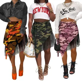 Camouflage mesh irregular skirt（AY2329）1