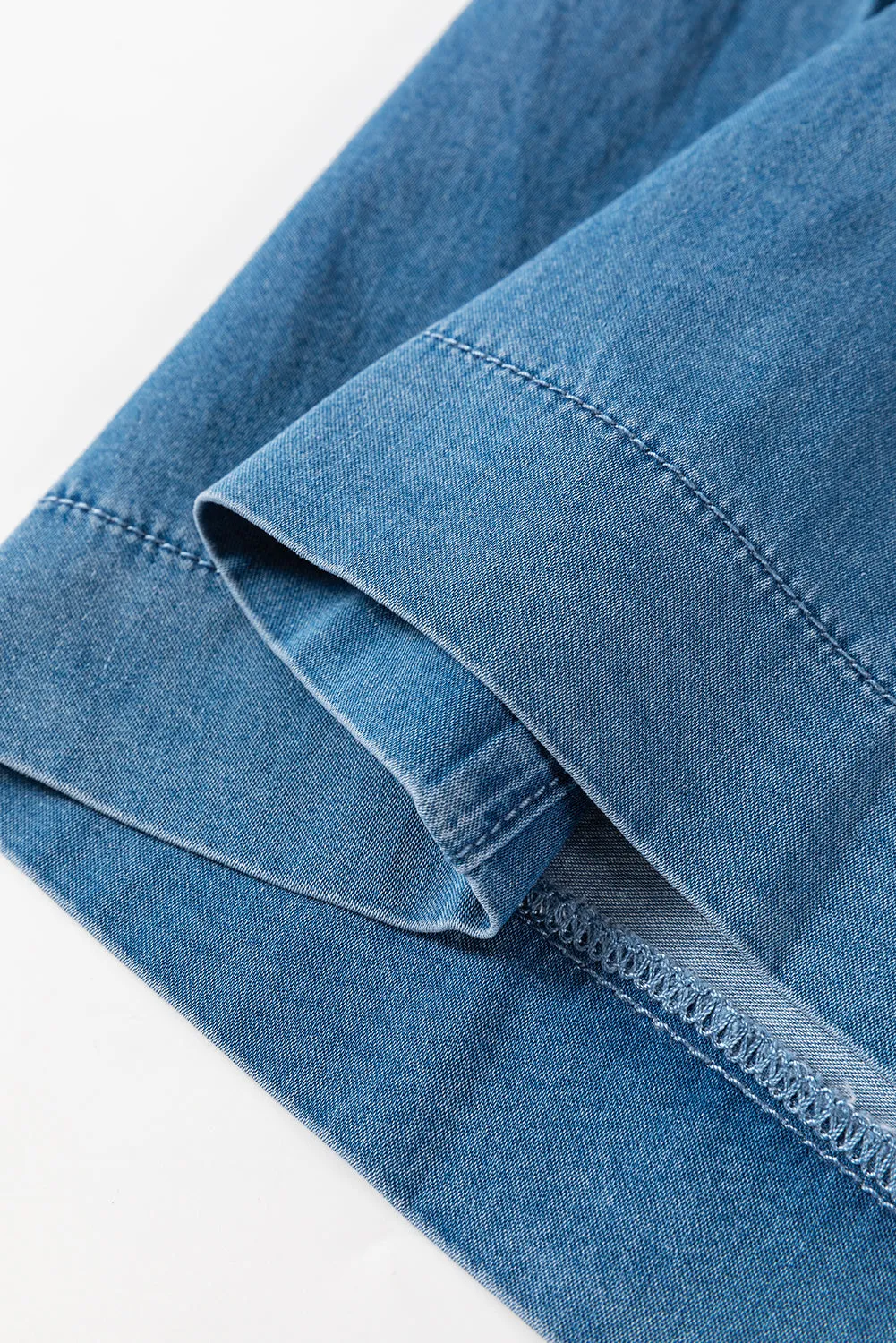 Carbon Grey Mineral Wash Button Fly Waist Wide Leg Jeans