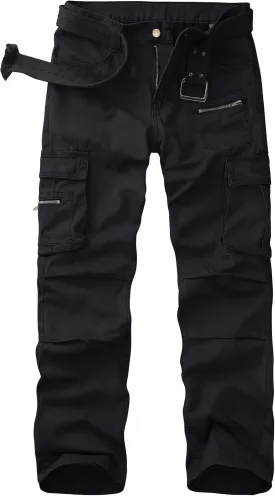 Cargo Pants for Men Relaxed Fit Work Pants Breathable Casual Pants with 8 Pockets No Belt