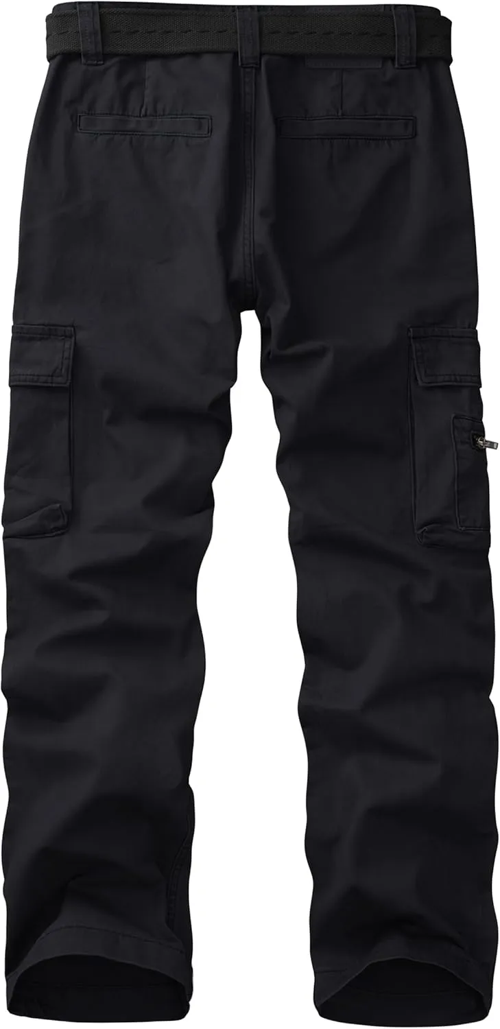 Cargo Pants for Men Relaxed Fit Work Pants Breathable Casual Pants with 8 Pockets No Belt