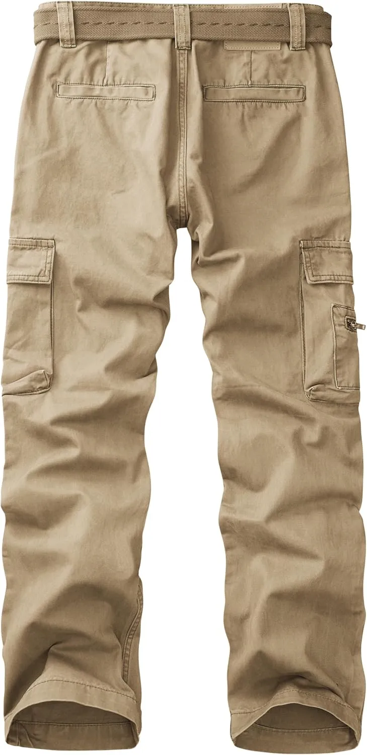 Cargo Pants for Men Relaxed Fit Work Pants Breathable Casual Pants with 8 Pockets No Belt