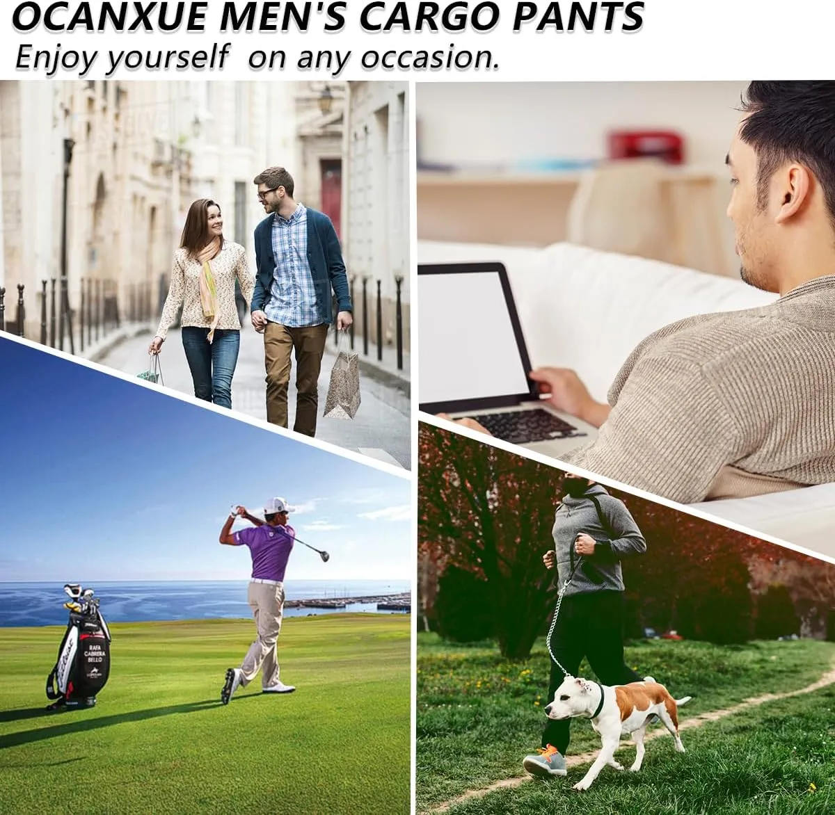 Cargo Pants for Men Relaxed Fit Work Pants Breathable Casual Pants with 8 Pockets No Belt
