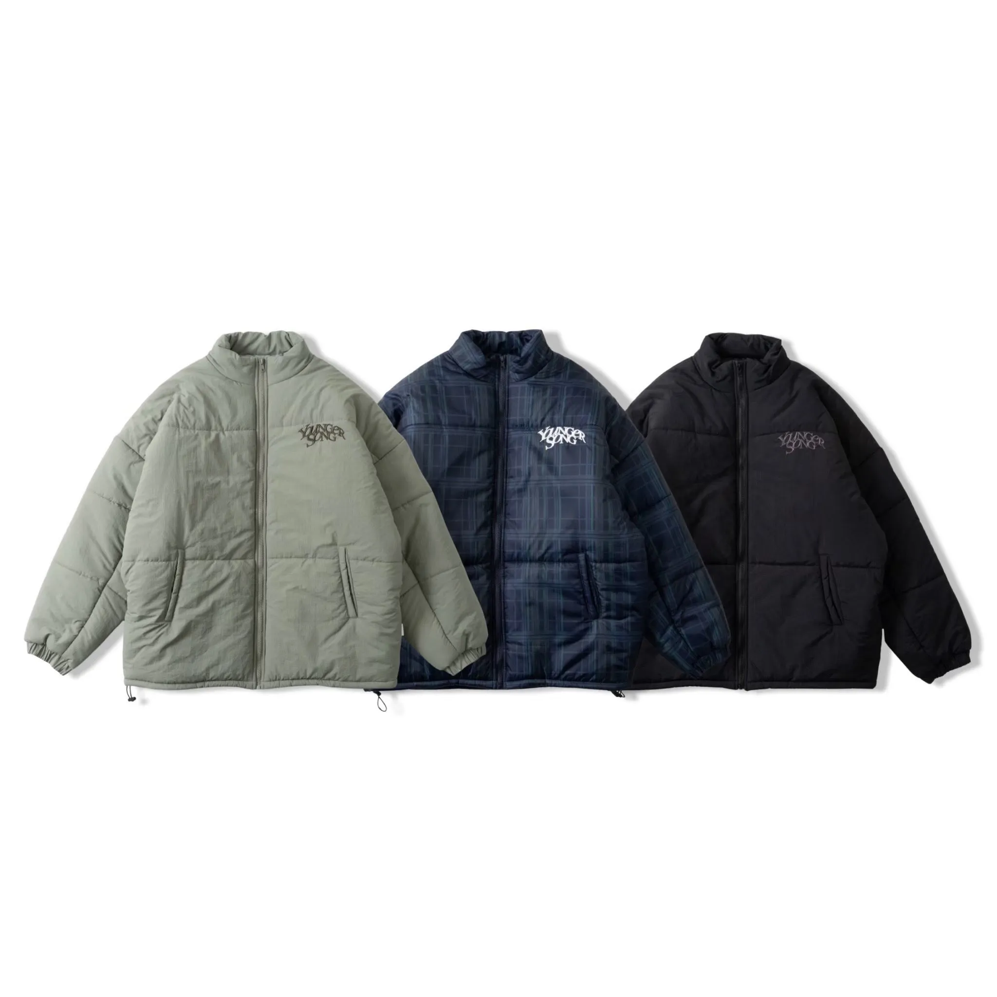 Checked fake down jacket