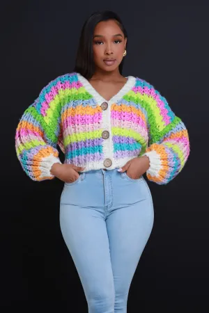 Cherish You Knit Cardigan Sweater - Rainbow