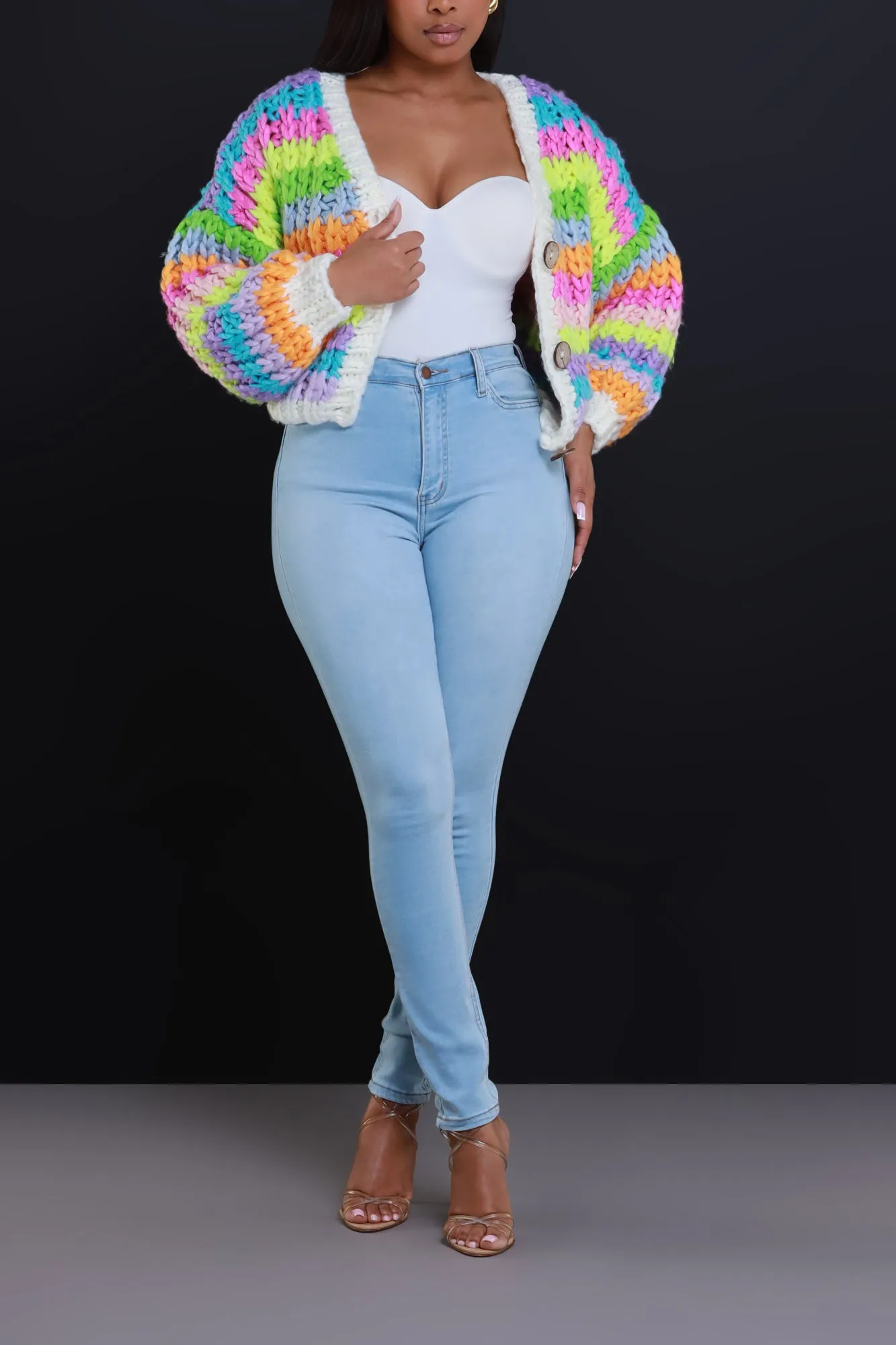 Cherish You Knit Cardigan Sweater - Rainbow