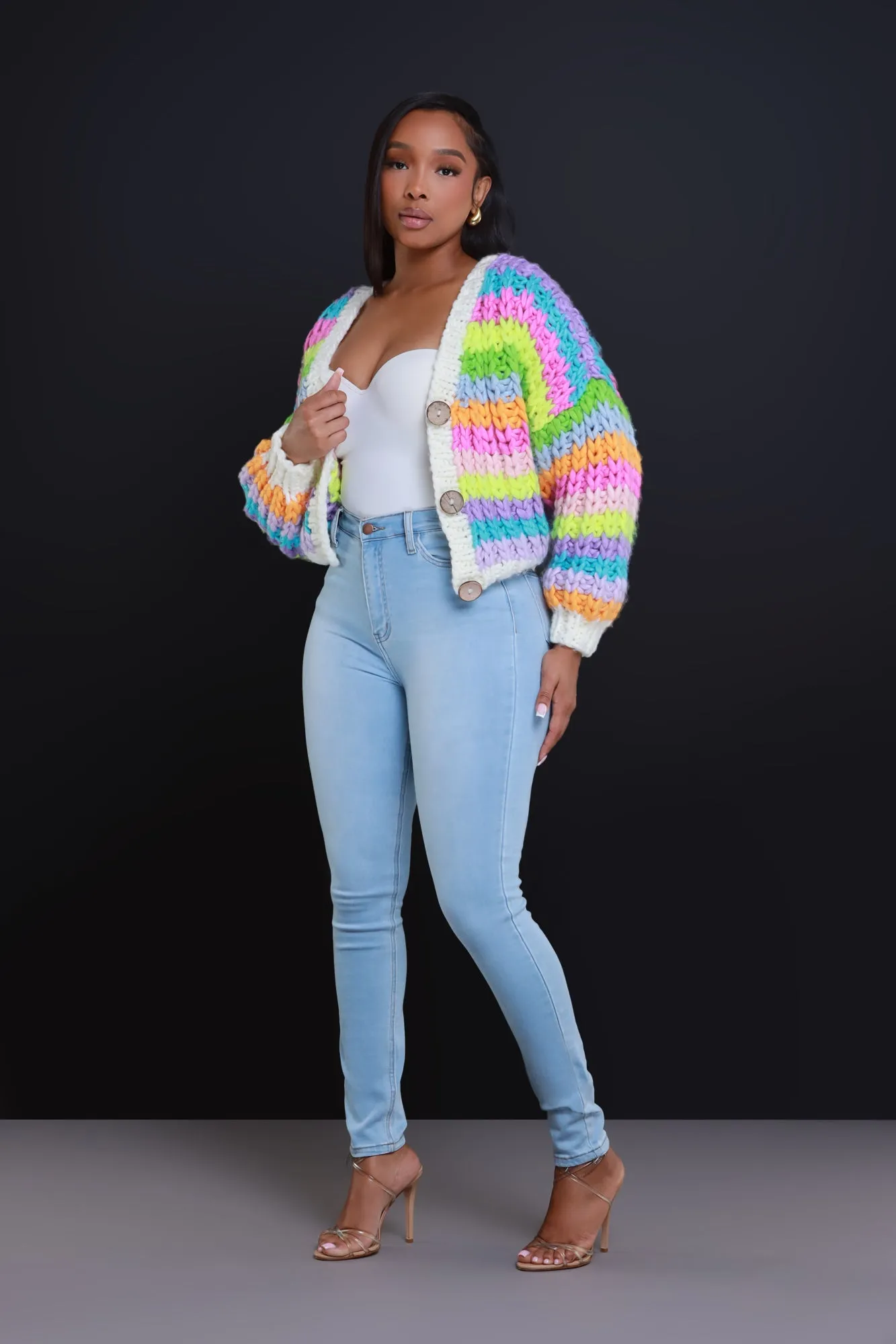 Cherish You Knit Cardigan Sweater - Rainbow