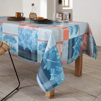 Coral Dragonfly Coated Tablecloth