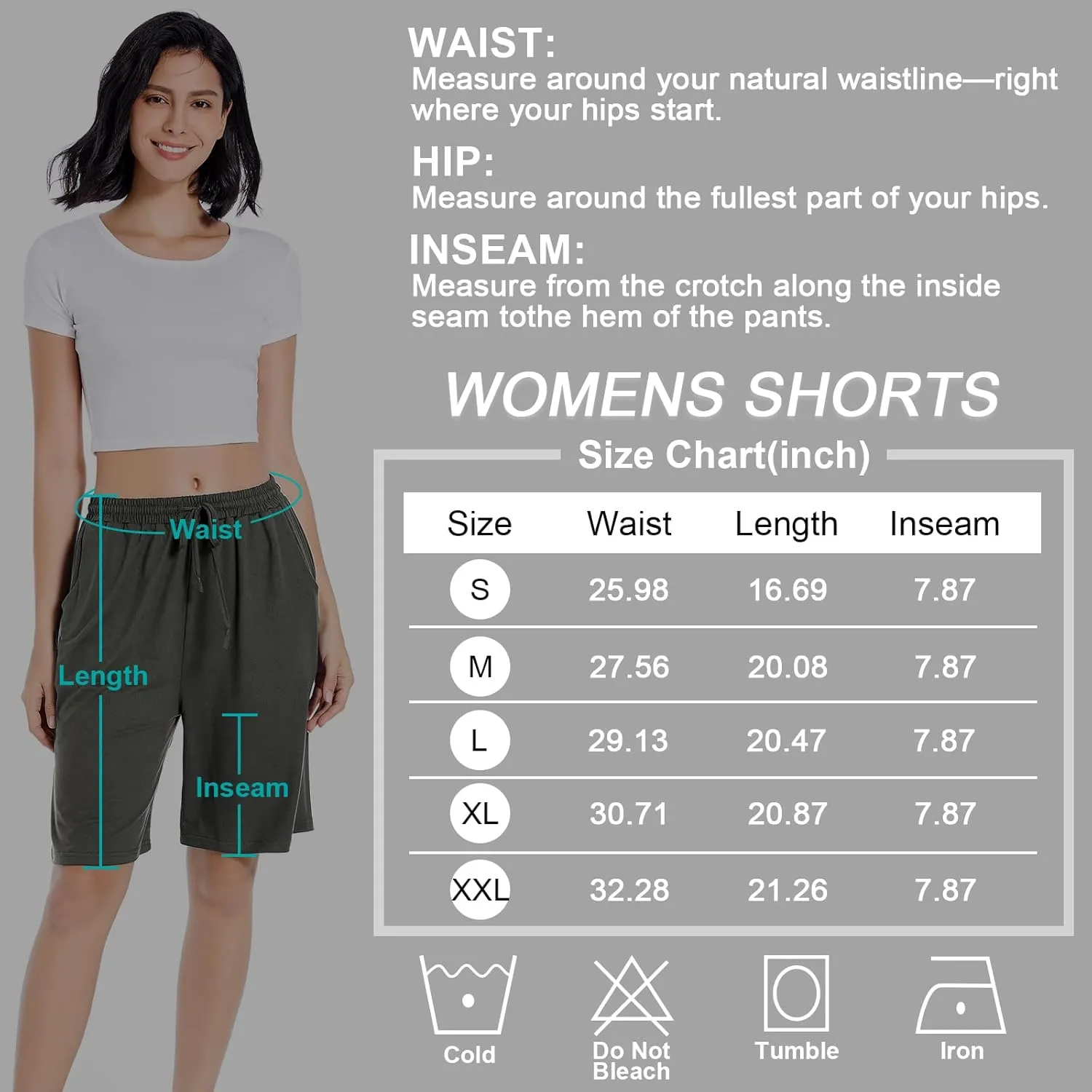 CULAYII Women's High Waisted Basketball Shorts Long Bermuda Gym Yoga Shorts with Pockets Athletic Knee Length Running Shorts