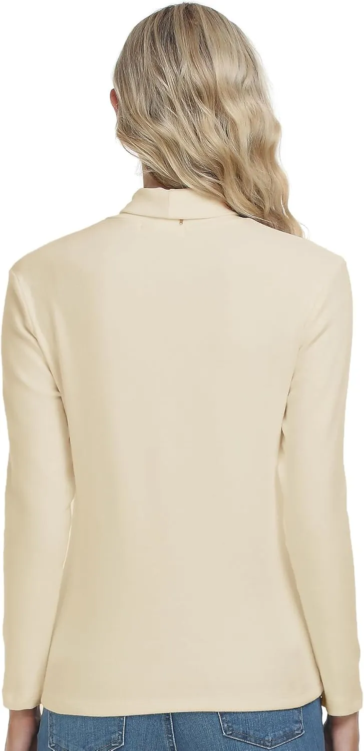 CUNYI Women's Mock Turtleneck Shirt Long Sleeve Thermal Tee Cotton Tops for Women