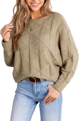 CUPSHE Womens Casual Boat Neck Sweaters Fall 2024 Soft Long Batwing Sleeve Pullover Jumper Tops Knit Outfits