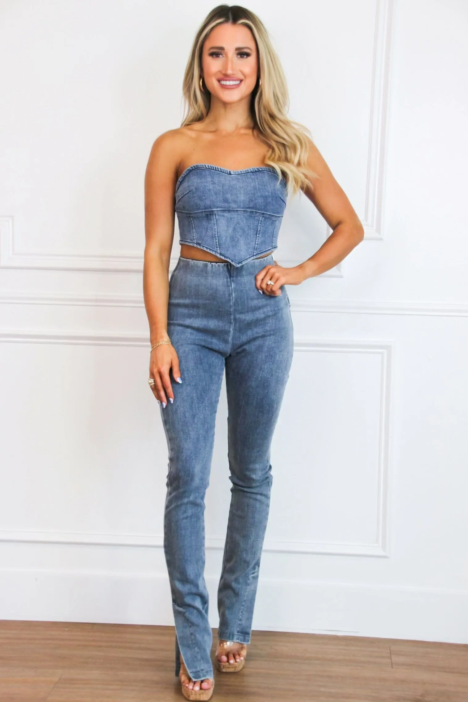 Denim Chic High Waisted PANTS: Medium Wash