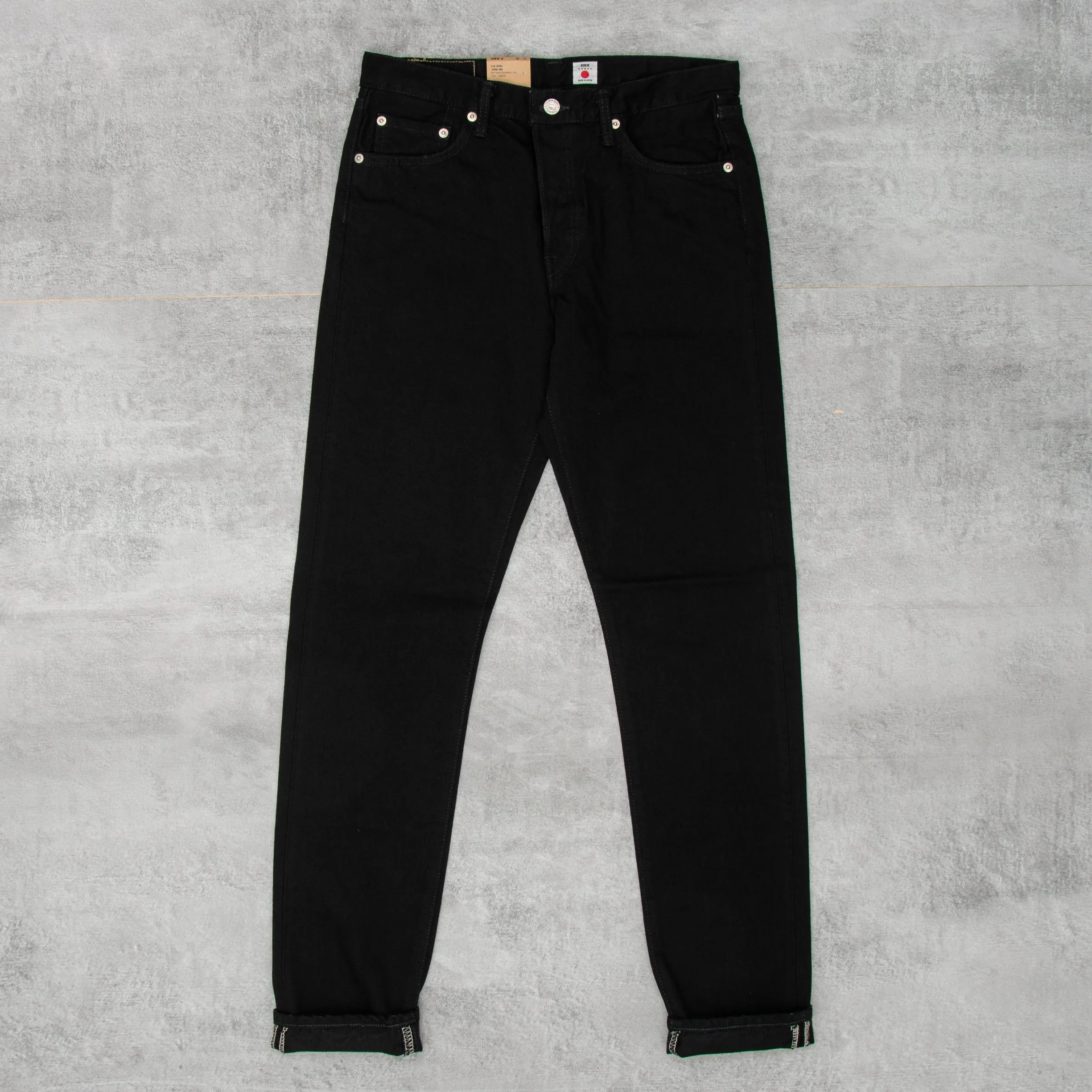 Edwin Slim Tapered Jeans Kaihara Stretch - Black Unwashed