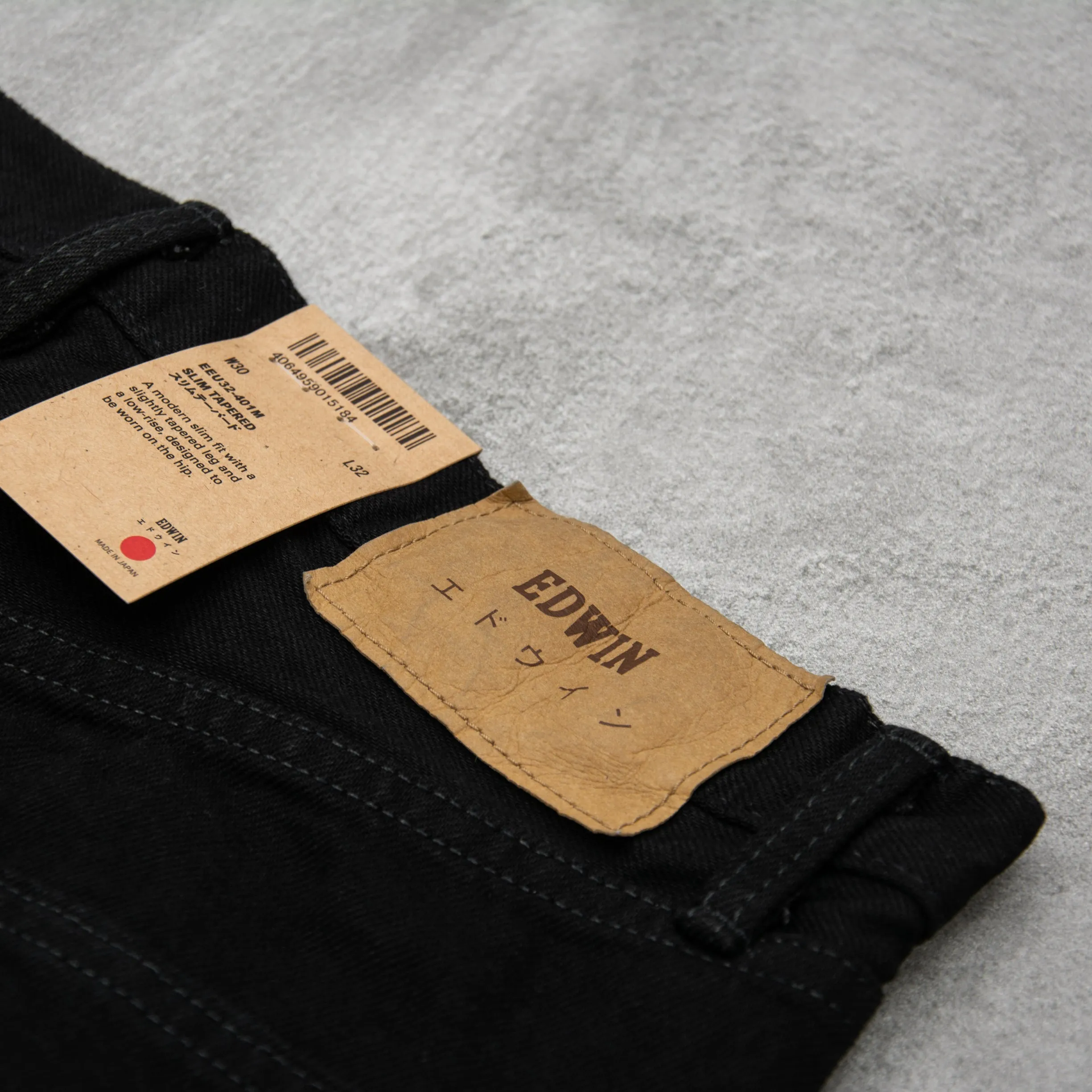Edwin Slim Tapered Jeans Kaihara Stretch - Black Unwashed