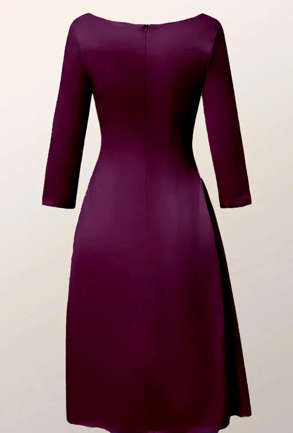 Elegant Sheath Column Scoop Neck Knee Length Elegant Satin Half Sleeves Mother of The Bride Dress 2025 PXC057