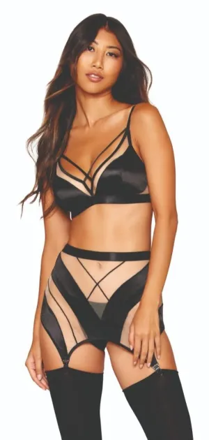 Fashion Sheer Bralette & Garter Lingerie Ensemble