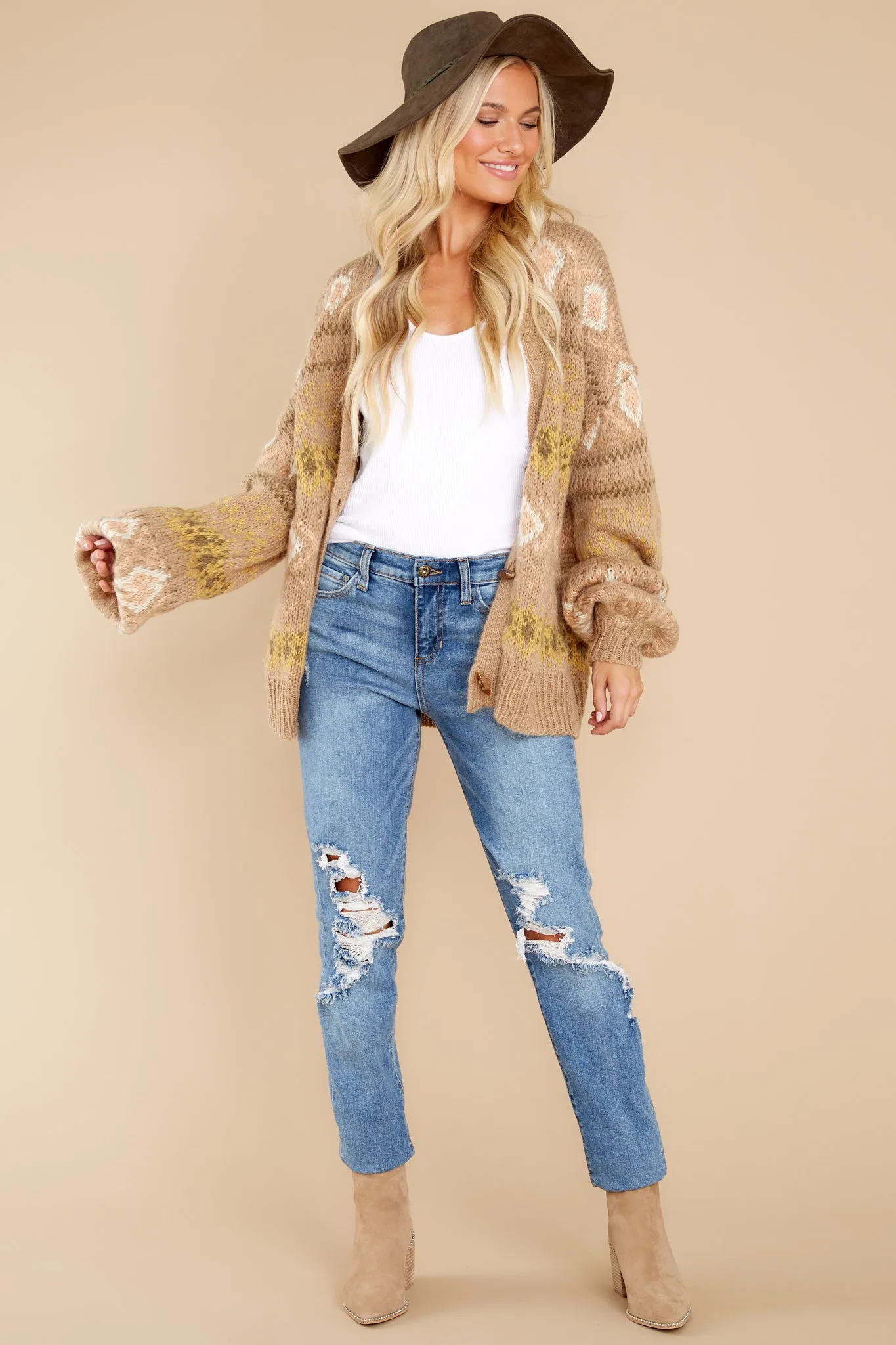 Fireside Memories Mocha Multi Print Cardigan