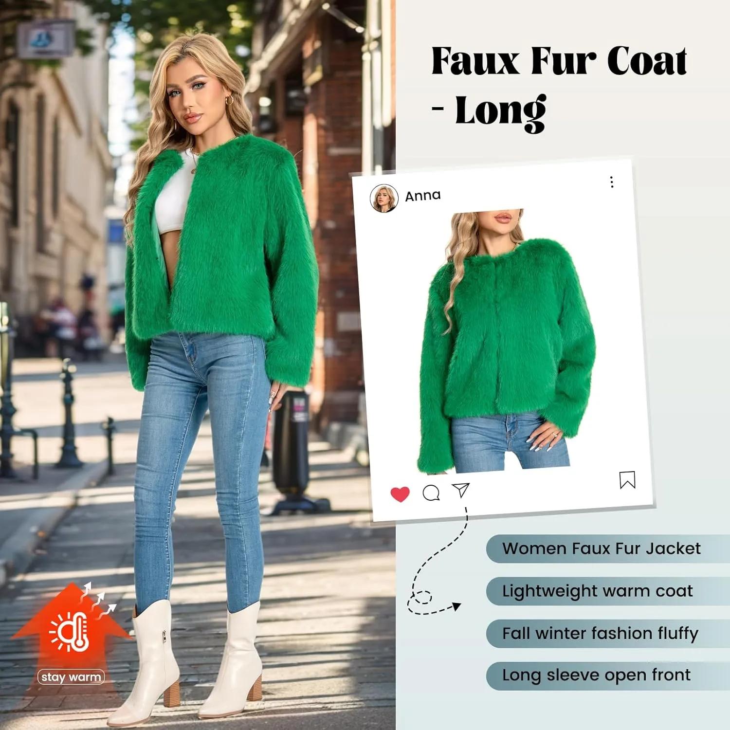 Fur Coat for Women,Faux Furry Long Sleeve Cropped Fluffy Jacket Open Front Coat Shaggy Warm Fall Winter Outerwear.