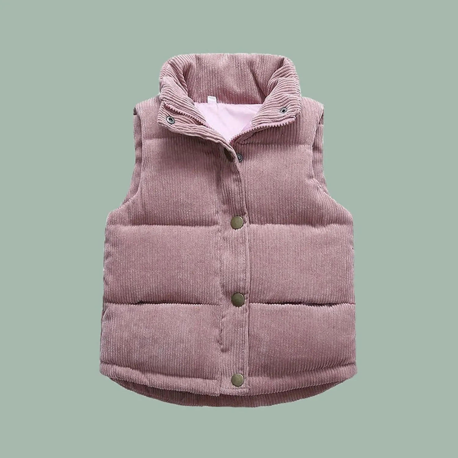 Girls and Toddler's Corduroy Jacket Puffer Vest Sleeveless Down Coat Baby Winter Coat Padded Quilted Vest Waistcoat