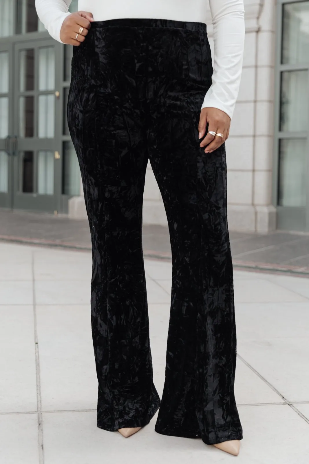 Groovy Chick Bell Bottom Leggings In Black