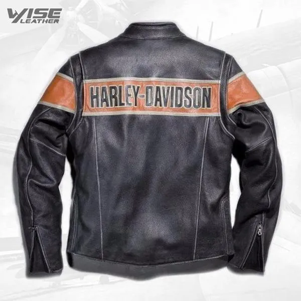 Harley Davidson Victory Lane Men's Real Cowhide Leather Motorcycle Jacket